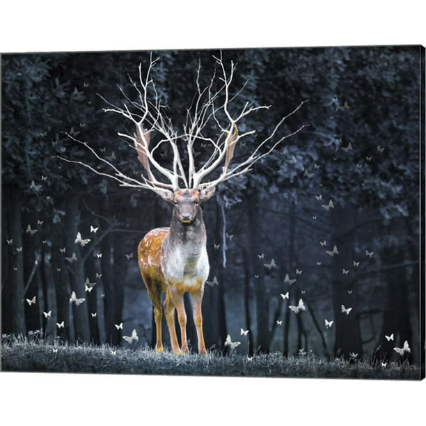 18x24-Inch Canvas Wall Art Mystic Deer by LightBoxJournal 